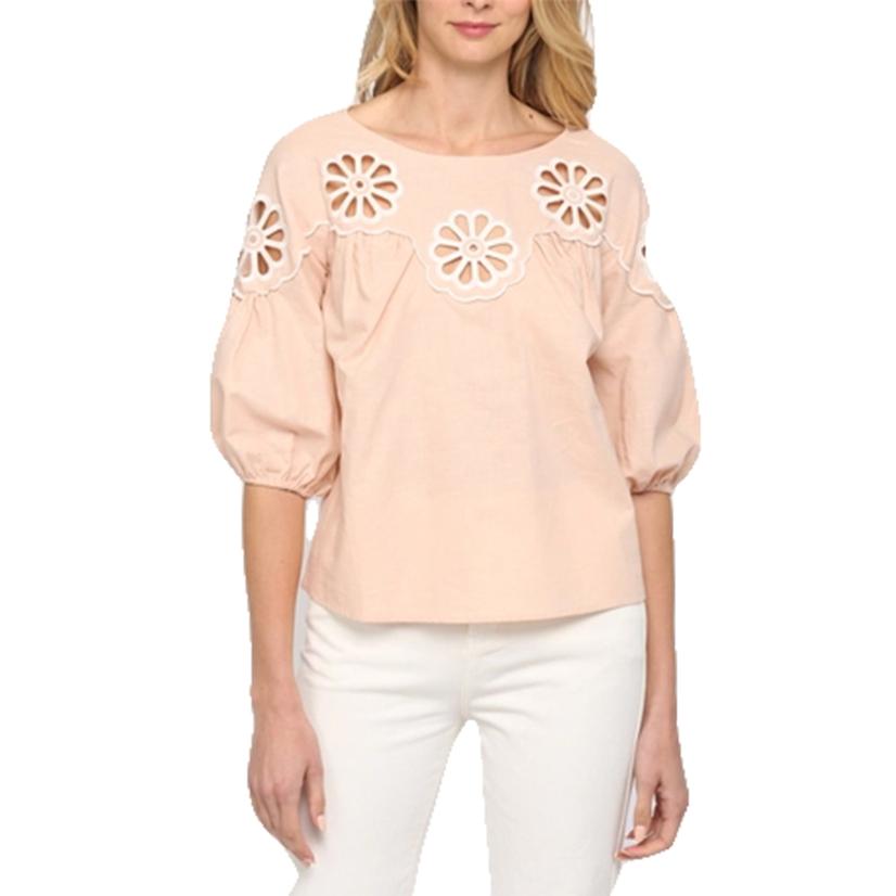  Fate Soft Peach Embroidered Anglaise Women's Shirt