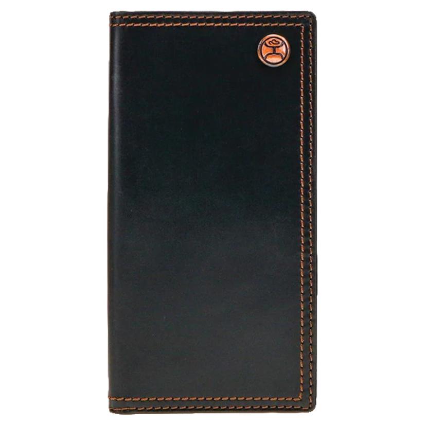 Hooey Smooth Black Rodeo Wallet With Brown Double Stitched Accent Edge