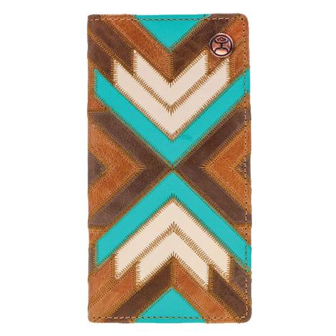Hooey Patchwork Rodeo Wallet with Turquoise Accents and Hooey Logo Rivet