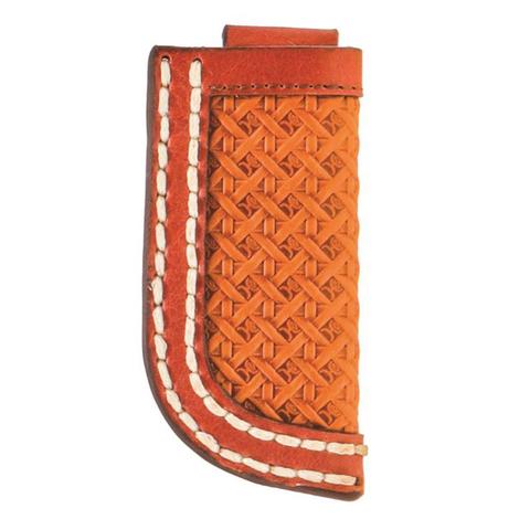 Hooey Basketweave Embossed Leather with Brown Oil Tanned Knife Sheath