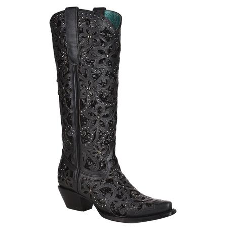 Corral Tall Black Embroidery Women's Boots