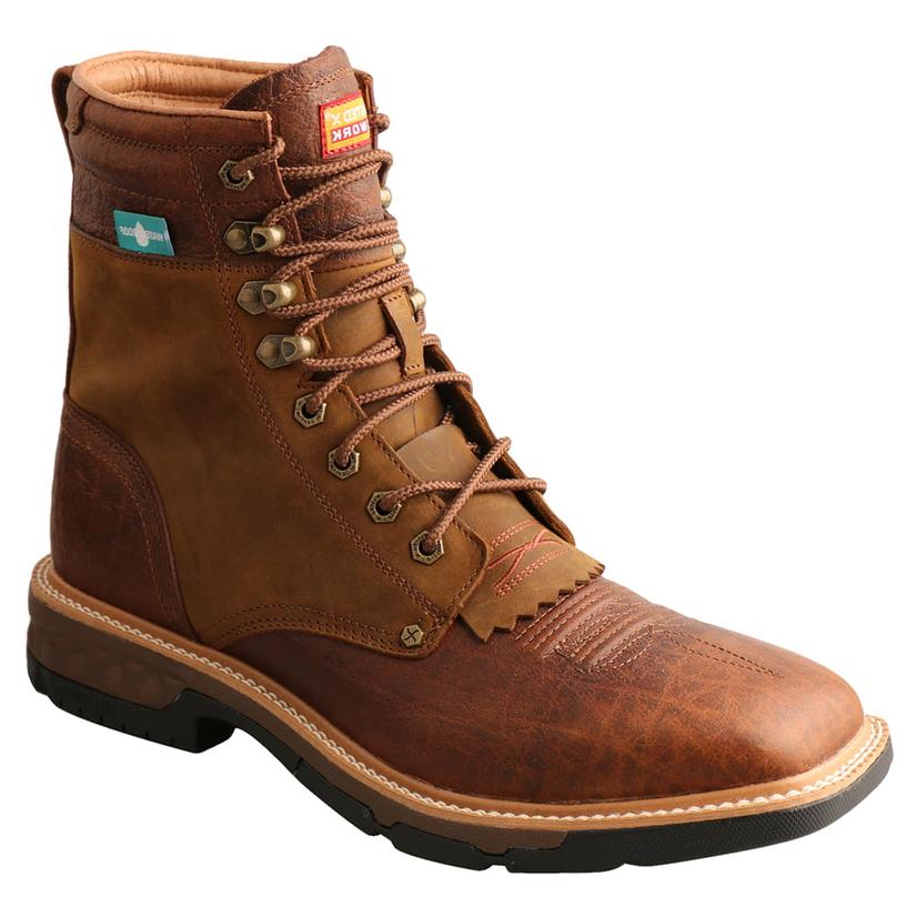  Twisted X Brown Soft Toe Lace Up Men's Work Boot