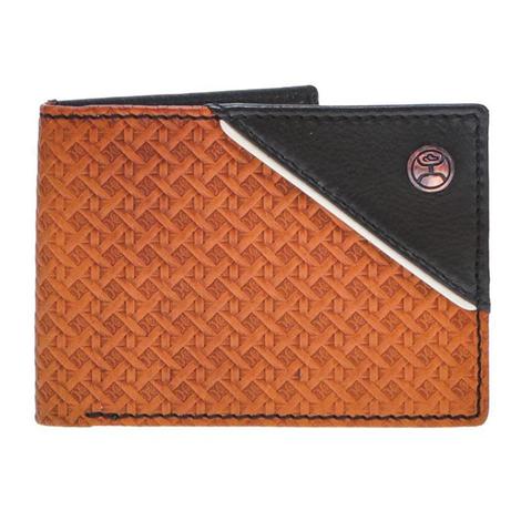 Hooey All Over Basketweave Front Pocket Bifold Wallet with Black Leather Corner