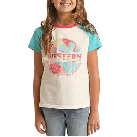 Rock And Roll White Western Graphic Girl's Tee 