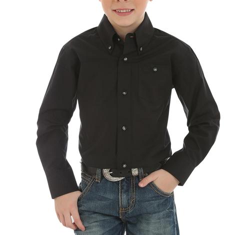 Wrangler Classic Black Button Long Sleeve Boy's Shirt
