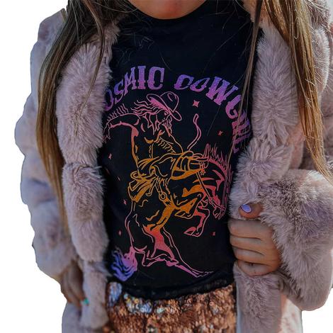 The Whole Herd Black Cosmic Cowgirl Graphic Girl's Tee 