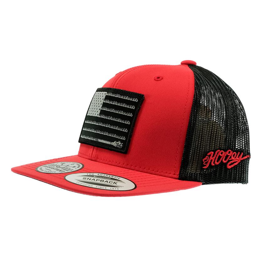  Hooey Red And Black Flag Patch Meshback Trucker Cap