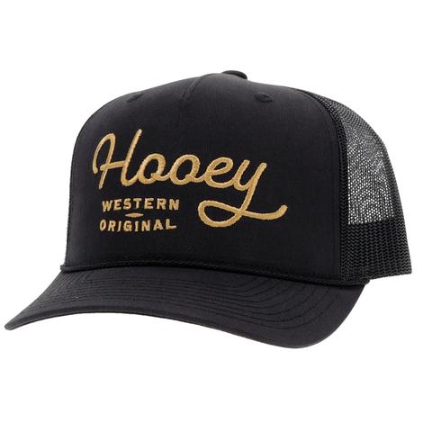 Hooey 'OG' Black 5Panel Trucker with Hooey in Gold Stitching 