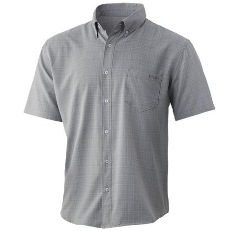 Huk Overcast Grey Cross Dye Teaser Short Sleeve Men's Shirt