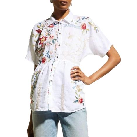Johnny Was Ella Peplum Floral Embroidered Women's Blouse 