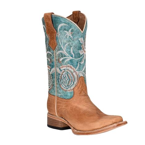 Circle G Turquoise Floral Girl's Boots