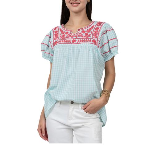 Sister Mary Mint Check Women's Top 