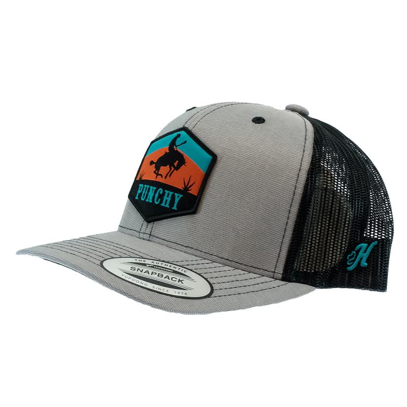  Hooey Punchy Grey & Black 6 Panel Trucker Cap With Patch Logo