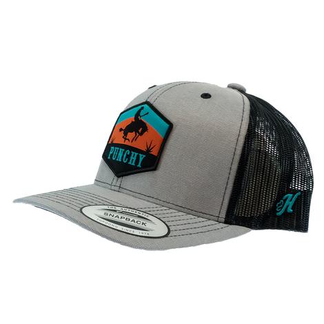 Hooey Punchy Grey & Black 6 Panel Trucker Cap with Patch Logo