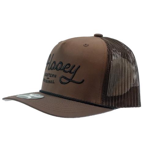 Hooey OG Brown 5Panel Trucker with Hooey in Gold Stitching 