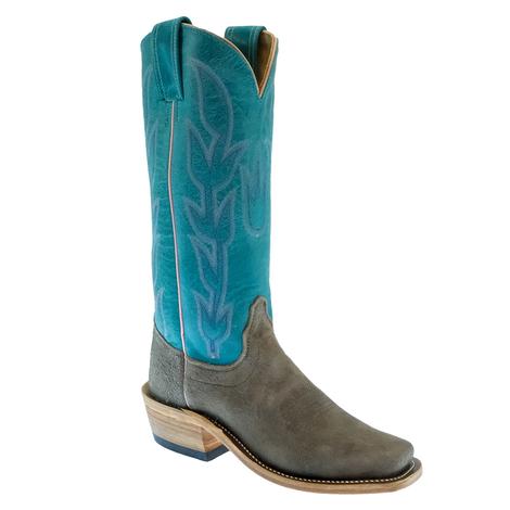 Olathe Grey Turquoise Navajo Bison Women's Boots