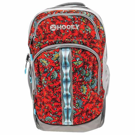 Hooey `Ox` Red Floral Pattern Body Backpack 