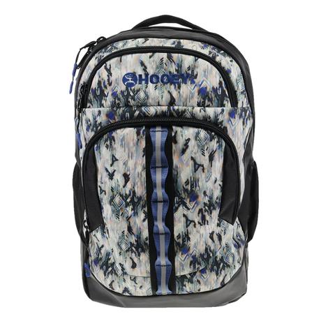 Hooey `Ox` Black Body Backpack with Aztec Pattern and Blue Accents