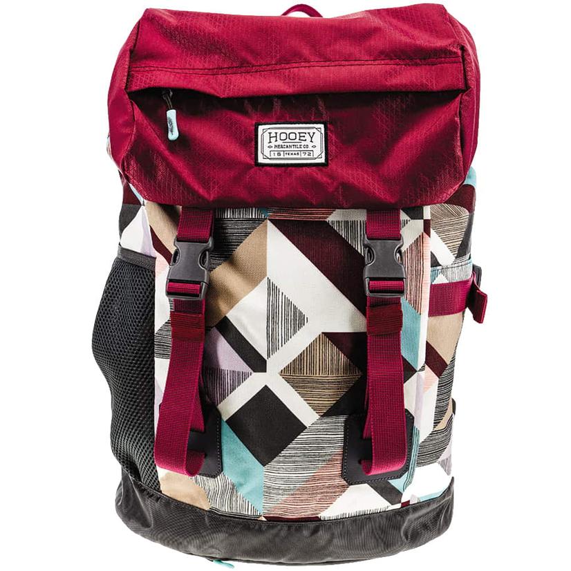  Hooey ` Topper Ii ` Backpack Multi Color Etched Tile Pattern Body With Burgundy