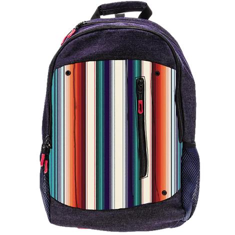 Hooey `Rockstar` Backpack Denim Body with Serape Pattern Front Panel and Accents