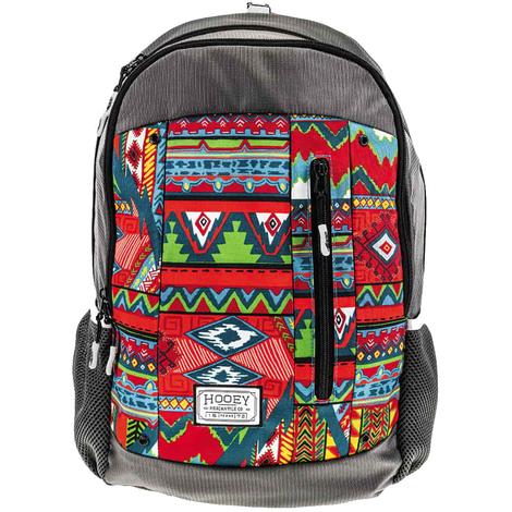 Hooey `Rockstar` Backpack Grey Body with Multi Color Aztec Pattern Front Panel