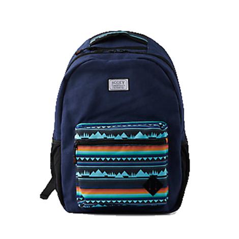 Hooey `Recess` Backpack Navy Body with Turquoise Stripe Pattern Pocket