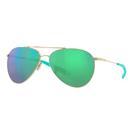 Costa Sunglasses With Green Mirror Lenses and Piper Shiny Gold Frame 