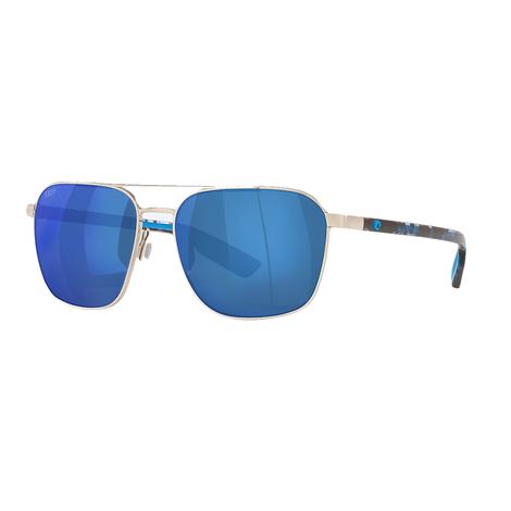 COSTA Wader Blue Mirror 580P Brushed Silver Sunglasses