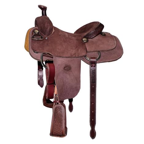 STT Chocolate or Chestnut Roughout Windmill Tool Cantle and Stirrups Team Roping Saddle