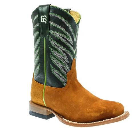 Anderson Bean Green and Tan Suede Youth Boots