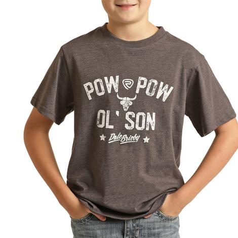 Rock and Roll Cowboy Brown Pow Pow Graphic Boy's Tee