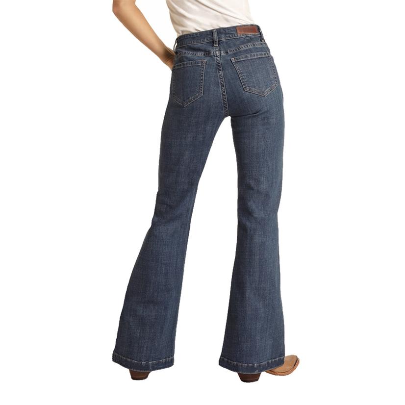  Rock And Roll Cowgirl Trouser High Rise Medium Wash Women's Jeans