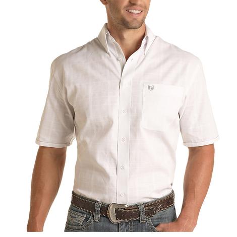 Rock and Roll Cowboy Tonal Dobby Plaid Short Sleeve Men's Shirt