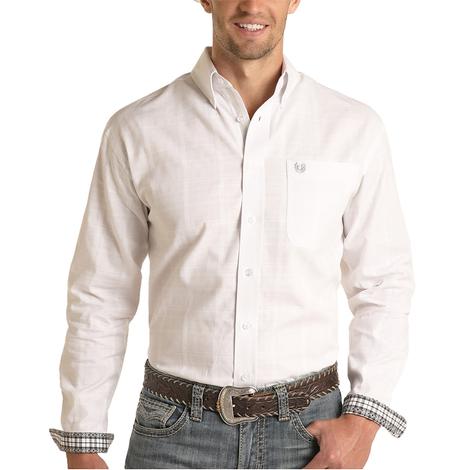 Rock and Roll Cowboy White Long Sleeve Buttondown Men's Shirt