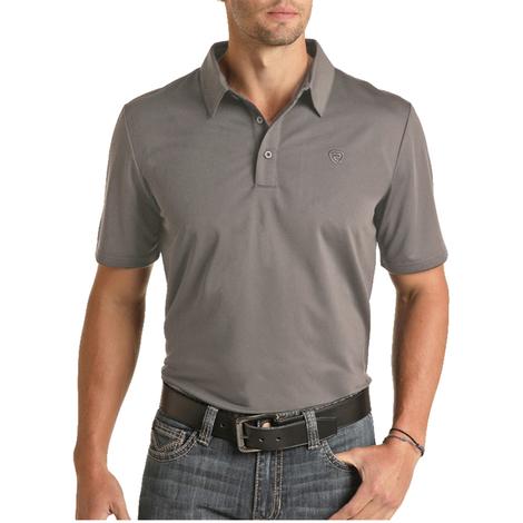 Rock And Roll Grey Solid Short Sleeve Men's Shirt 