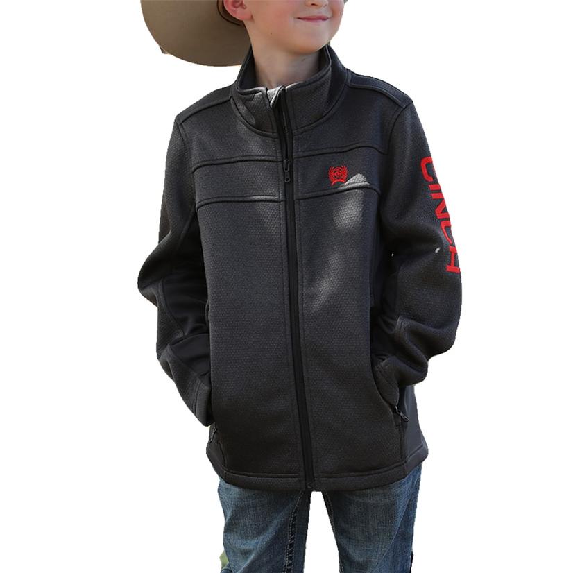  Cinch Bonded Charcoal Boys Sweater Knit Jacket