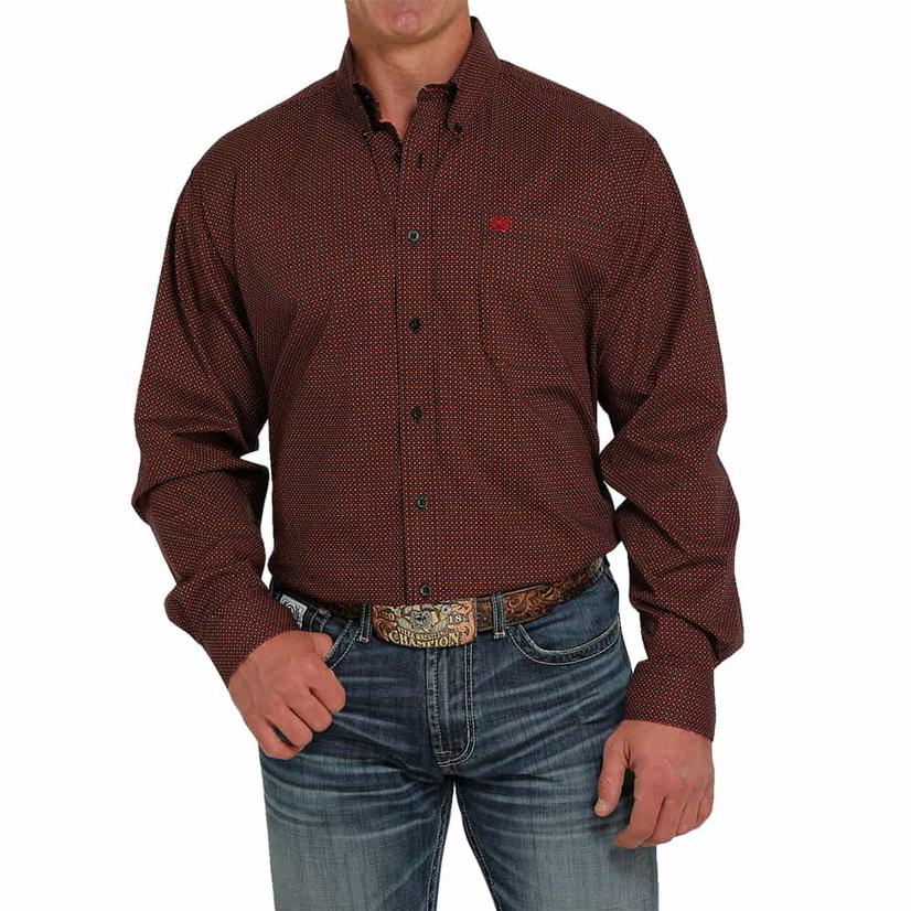  Cinch Marron Stretch Long Sleeve Buttondown Men's Shirt