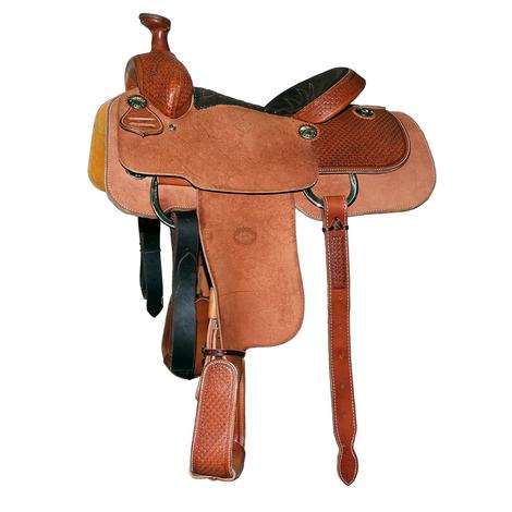 STT Roughout Quarter X-Box Tooled Chocolate Seat Team Roping Saddle