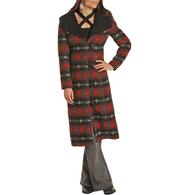 Powder River Red Aztec Wool Jacquard Women's Long Coat