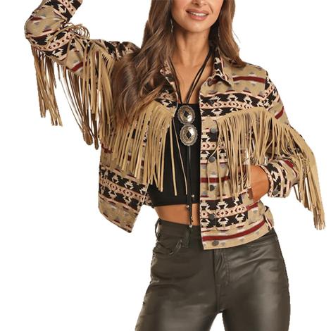 Rock and Roll Khaki Aztec Women's Jacket