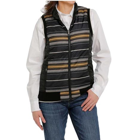 Cinch Black and Serape Stripe Reversible Quilted Women's Vest