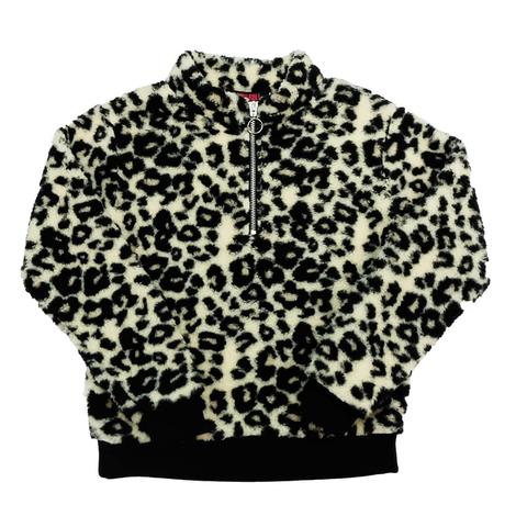 Rock and Roll Cowgirl Animal Print Quarter Zip Girl's Pullover