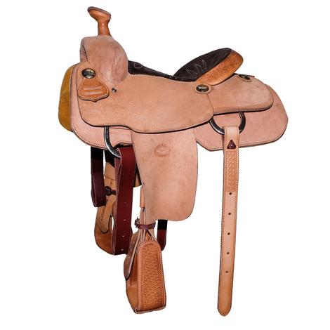 STT Full Natural Roughout with Windmill Tool Team Roping Saddle