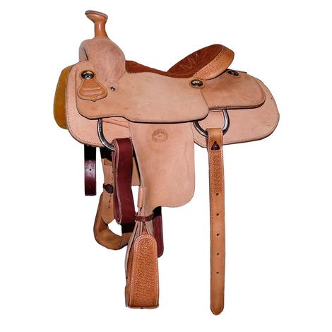 STT Full Natural Roughout Rust Suede Seat and Windmill Tool Team Roping Saddle