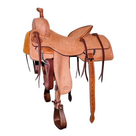 STT Full Natural Roughout Oiled with Pencil Roll Ranch Cutting Saddle