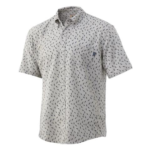 Huk Khaki Kona Lure Splash Short Sleeve Men's Shirt 