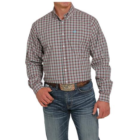 Cinch Brown Plaid Long Sleeve Button-Down Men's Shirt