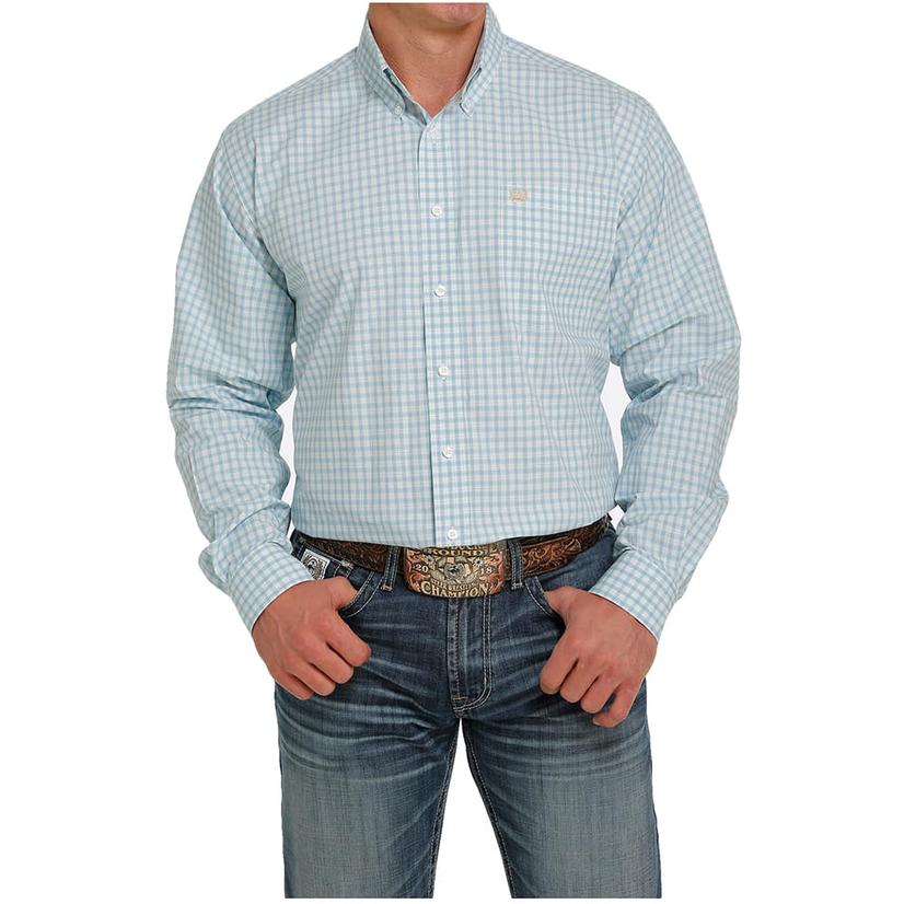  Cinch Blue Plaid Long Sleeve Buttondown Men's Shirt