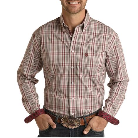 Panhandle Rough Stock Plaid Men's Long Sleeve Shirt