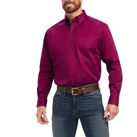 Ariat Solid Magenta Long Sleeve Men's Shirt